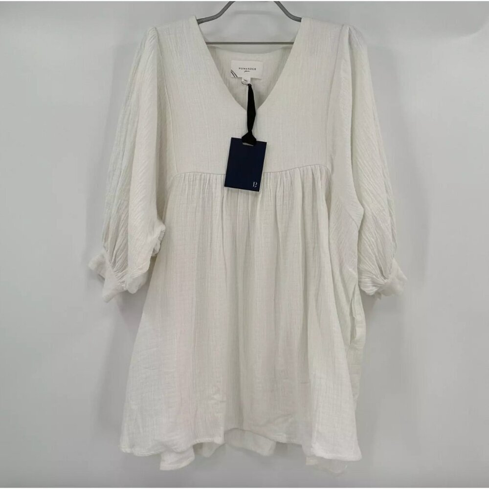 Pomander Place by Tuckernuck White Gauze Millie Dress sz S Mini Length Swing